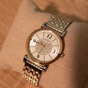Lucky Brand Two Tone Carmel White Glitz Watch 34mm